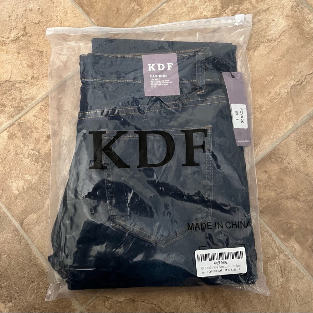 KDF Flare Jeans Women's High Waisted Stretch Jeans Navy 28X31 - Size 8 - Picture 5 of 6